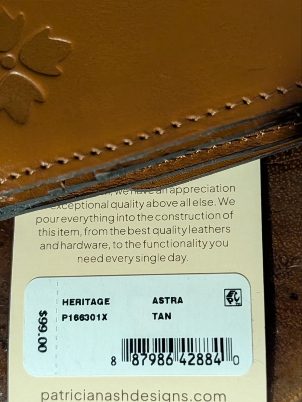 Patricia Nash Astra Bi-fold Snap Wallet in Tan Heritage Leather - Picture 11 of 14